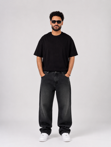 Wild Bloom Boxy Fit Tee - Black